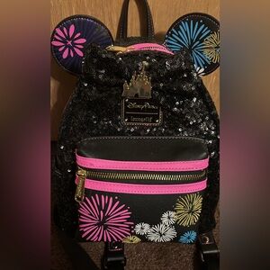 Disney Loungefly Minnie Mouse Main Attraction 12/12 Fireworks Backpack